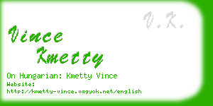 vince kmetty business card